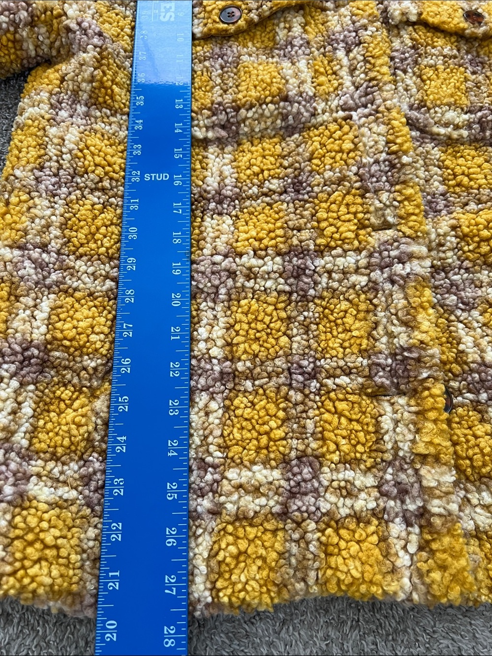 Anthropologie Driftwood Ryan Mustard Plaid Sherpa Shirt Jacket - Size S - Picture 11 of 13